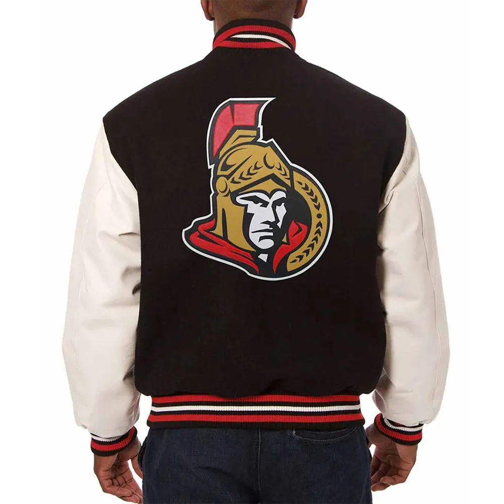 Ottawa Senators Black and White Varsity Full-Snap Jacket