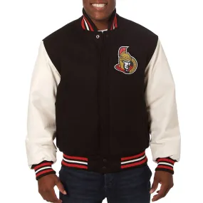 Ottawa Senators Black and White Varsity Full-Snap Jacket