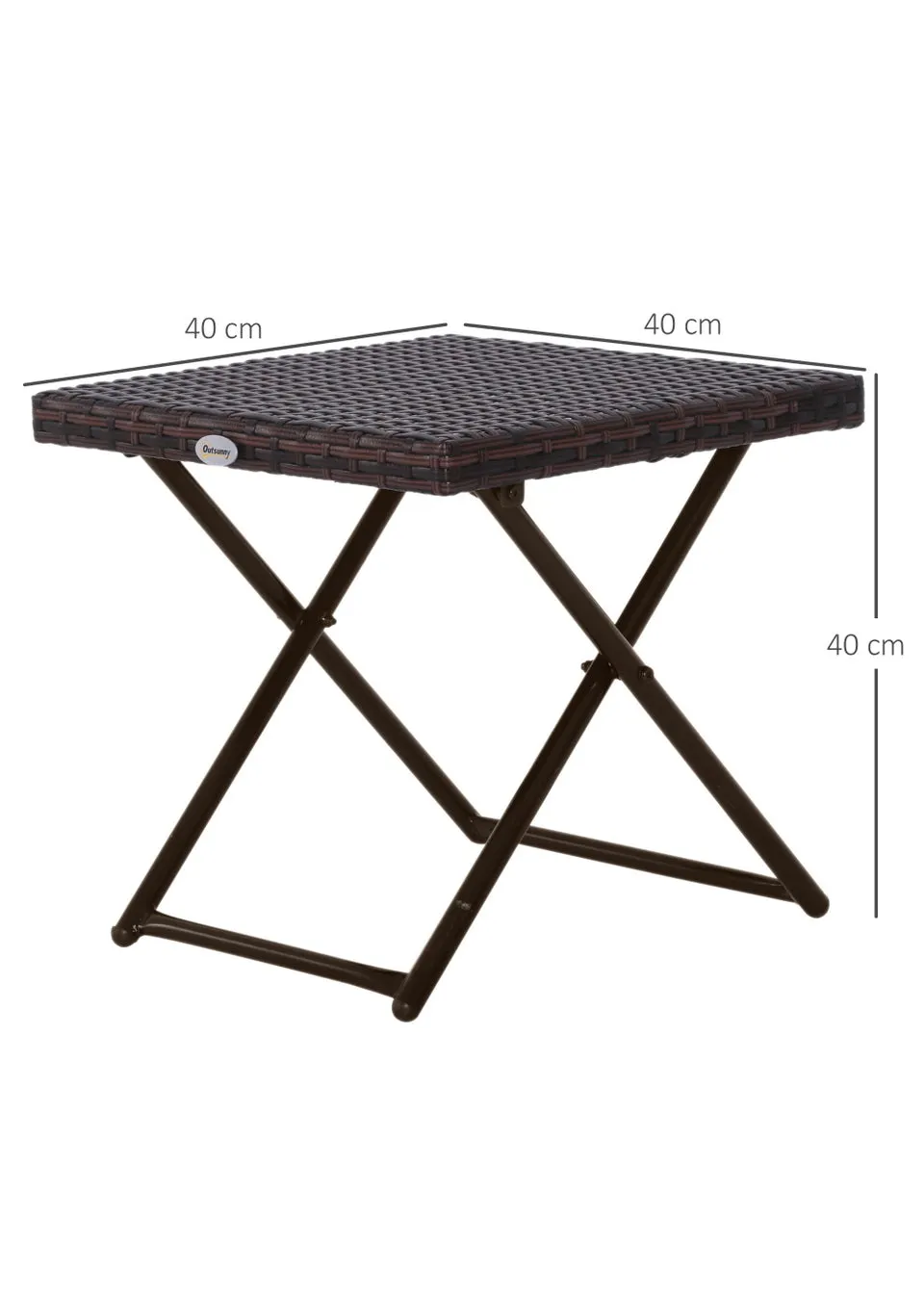 Outsunny Folding Square Bistro Rattan Coffee Table (40cm x 40cm x 40cm)