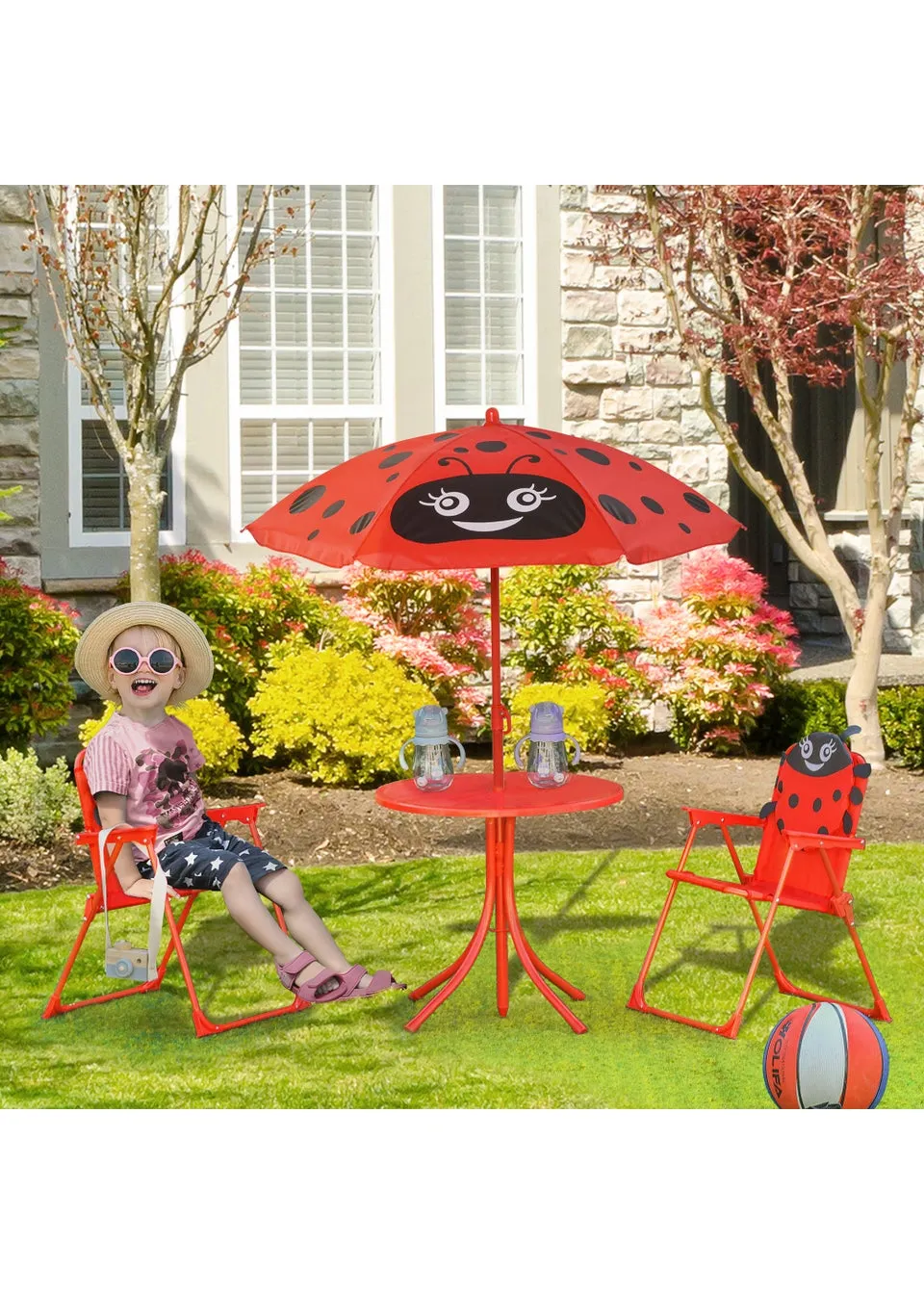 Outsunny Kids Ladybird Folding Picnic Table