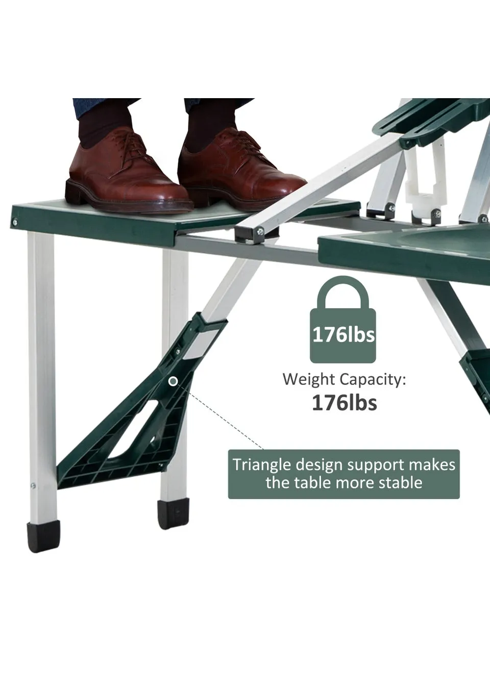 Outsunny Picnic Party Foldable Camping Table Set, Green