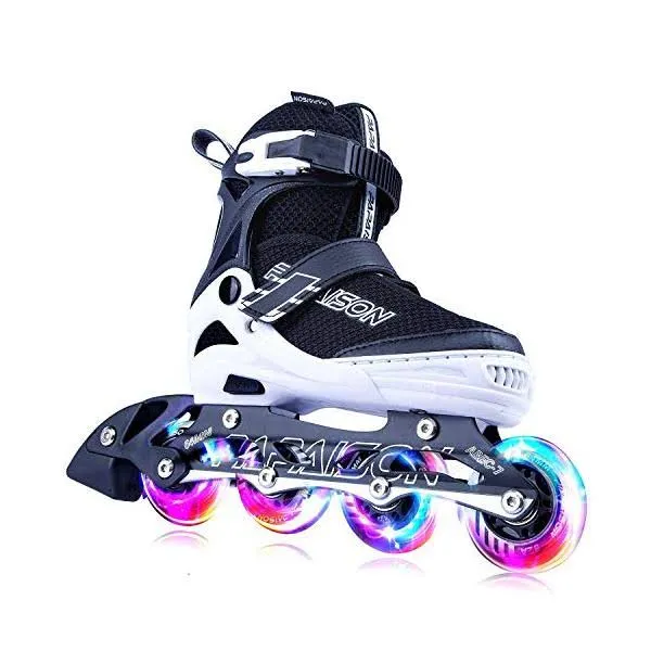 Papaison Adjustable Inline Skates For Kids And Adults With Full Light Up Wheels , Outdoor Roller Skates For Girls And Boys, Men 