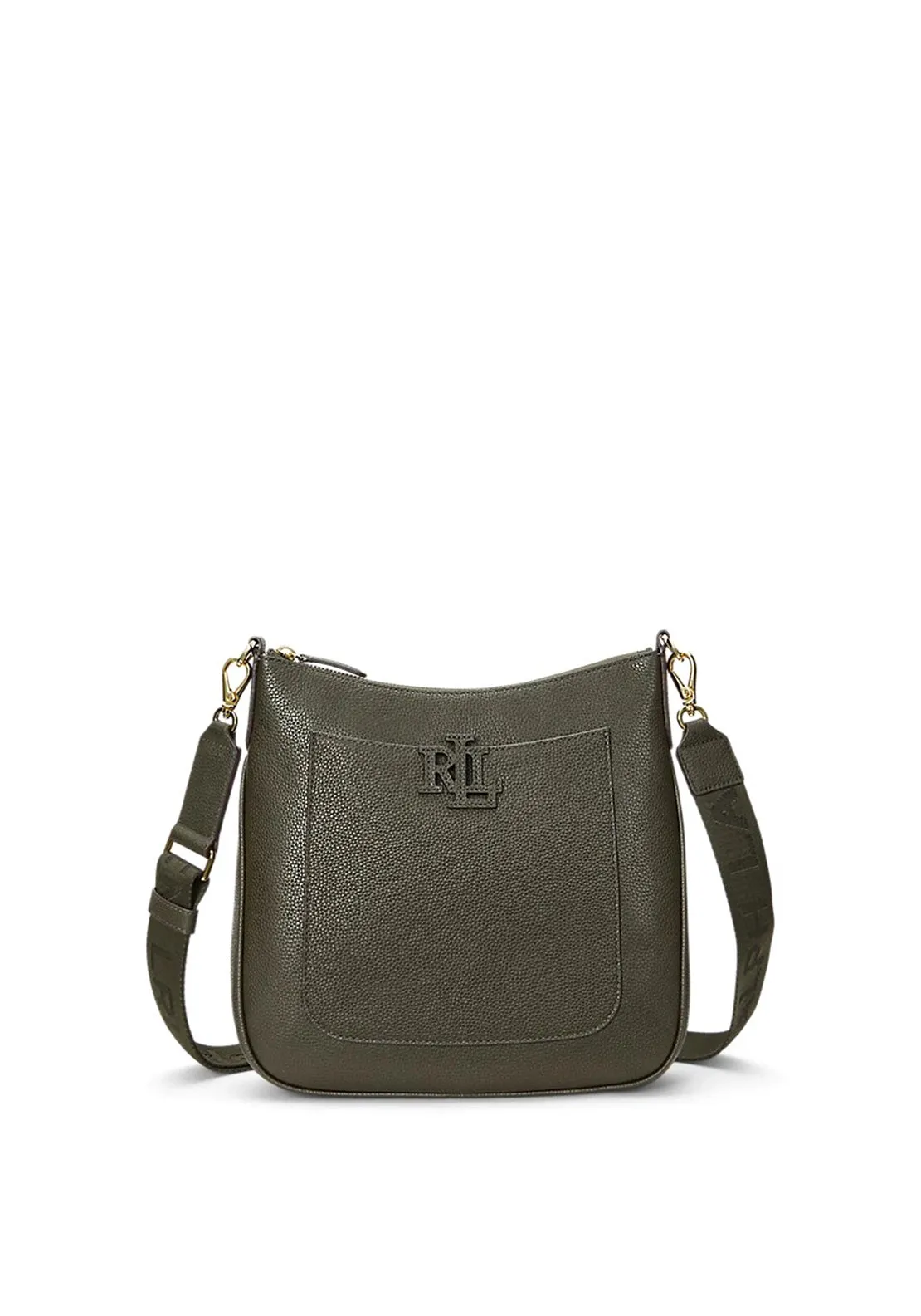 Ralph Lauren Cameryn Pebbled Leather Crossbody, Dark Olive