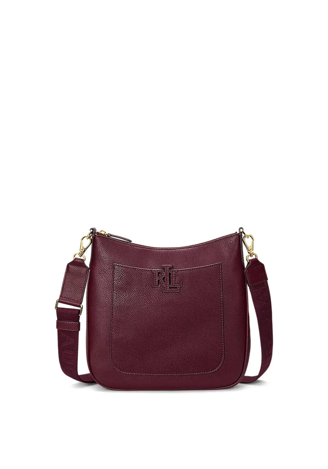 Ralph Lauren Cameryn Pebbled Leather Crossbody, Pinot Noir