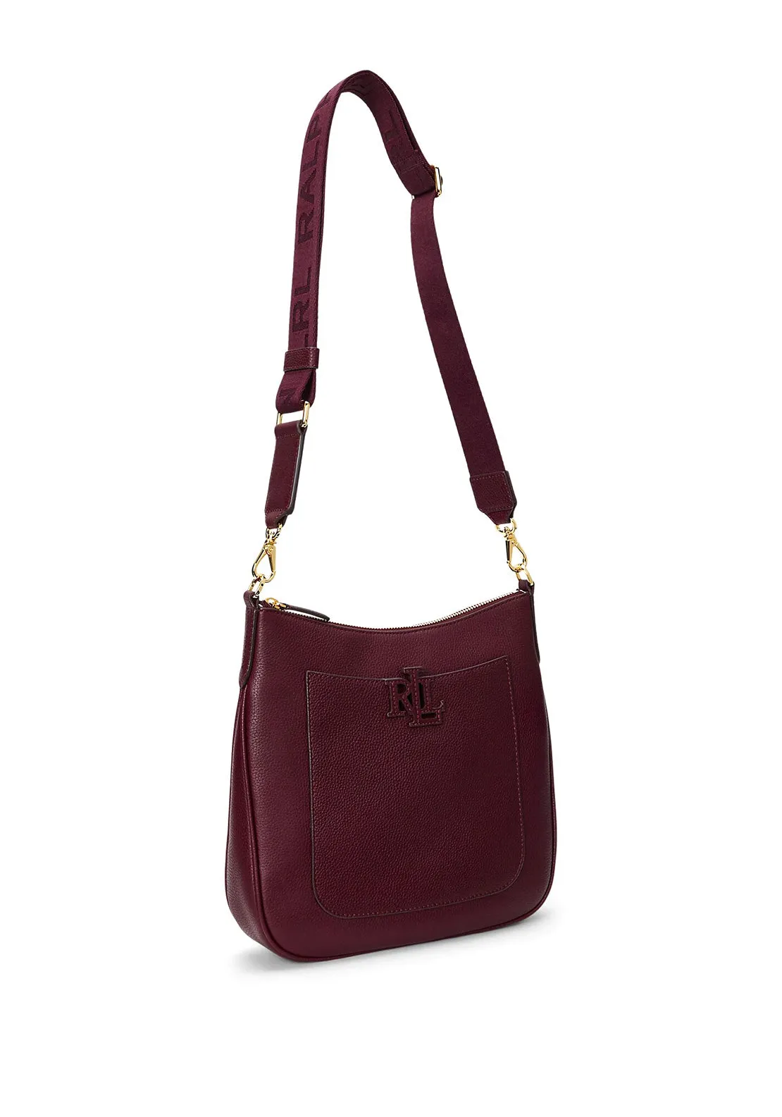 Ralph Lauren Cameryn Pebbled Leather Crossbody, Pinot Noir