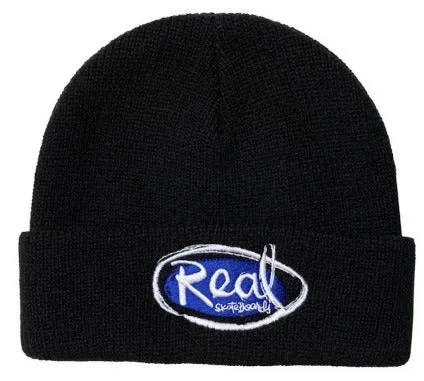 Real Skateboards Natas Round Logo Beanie (Black)