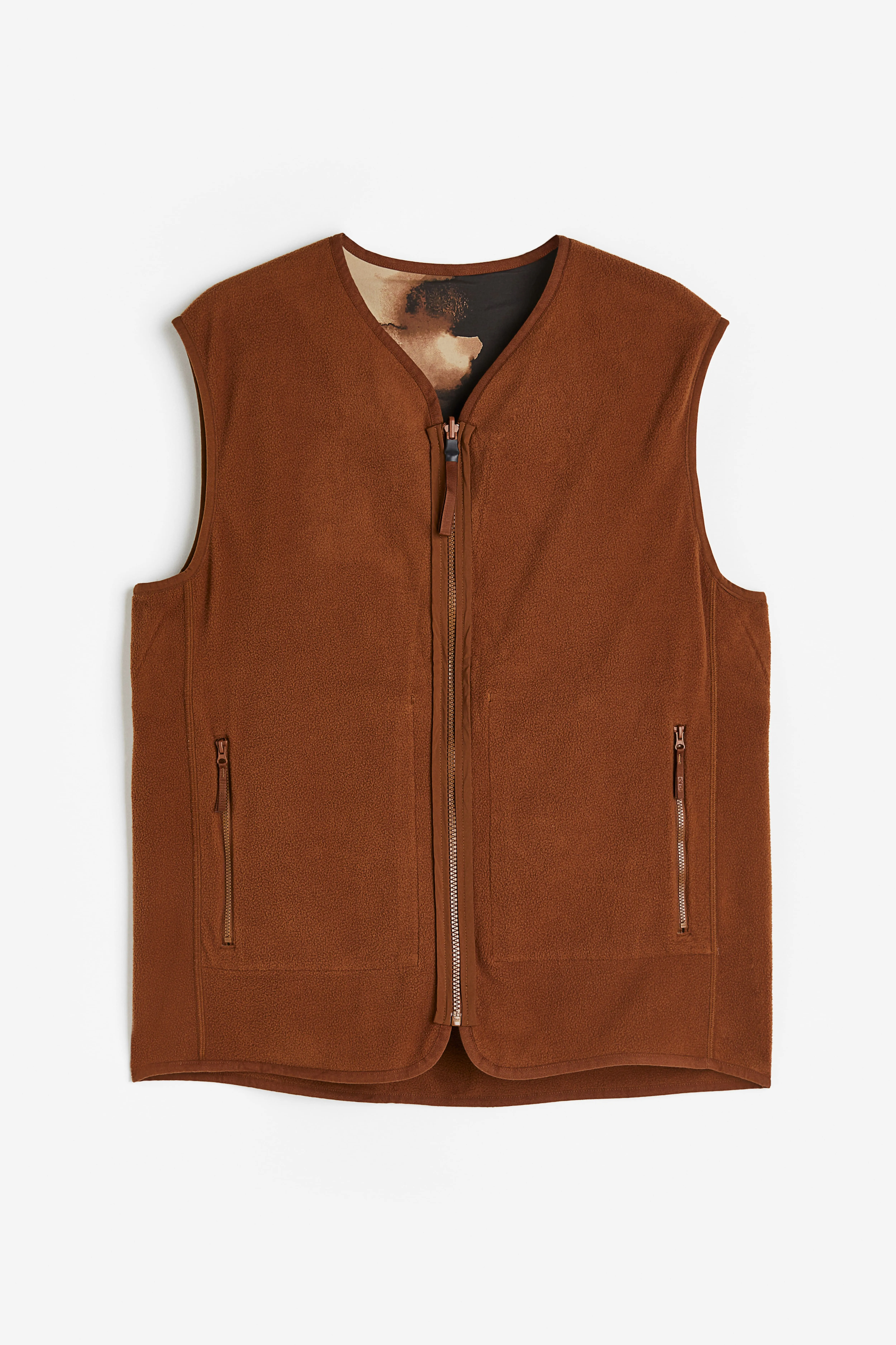 Reversible outdoor gilet - V-neck - Sleeveless - Light beige/Patterned - Men | H&M GB