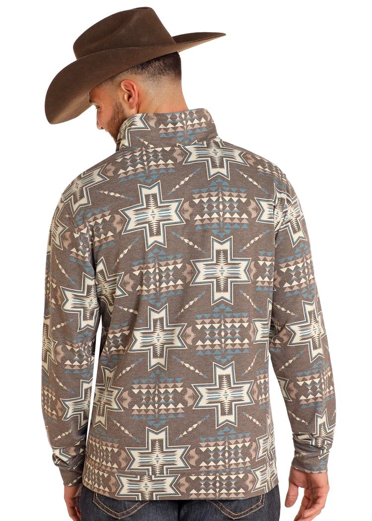 Rock & Roll Denim Men's Aztec Performance Pullover in Brown