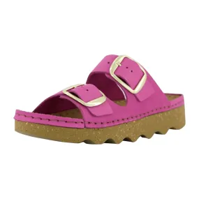 Rohde Foggia Pink Leather Wedge Sandals for Women with Buckle Closure