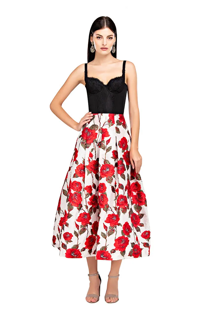 Rojo Floral Midi Skirt