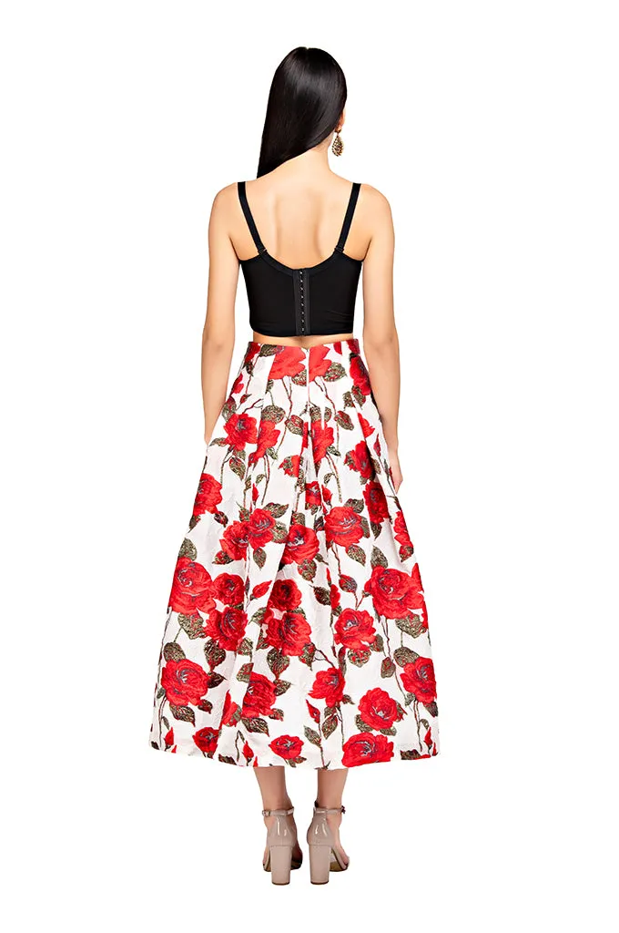 Rojo Floral Midi Skirt