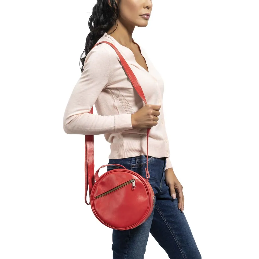 Round Leather Bag | Red