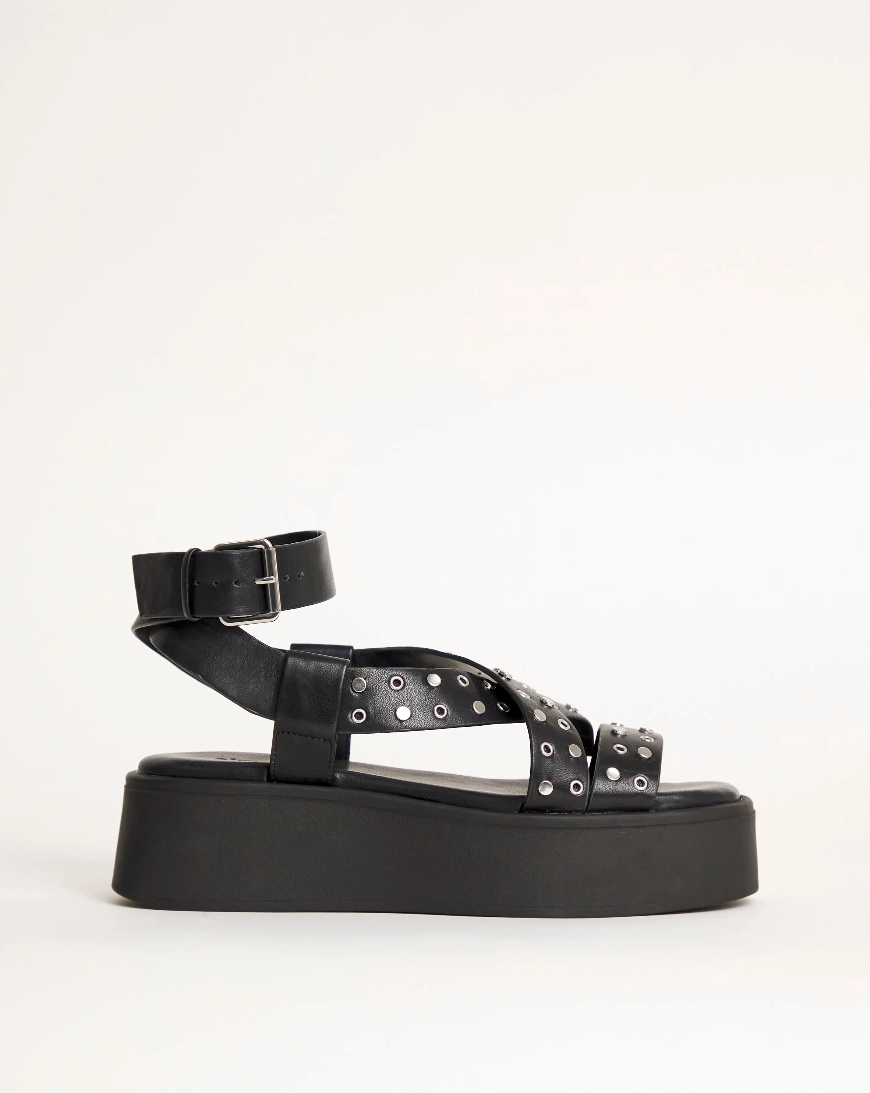 Ruby Studded Cross Strap Flatform Sandals Wide E Fit Simply Comfort | Simply Be