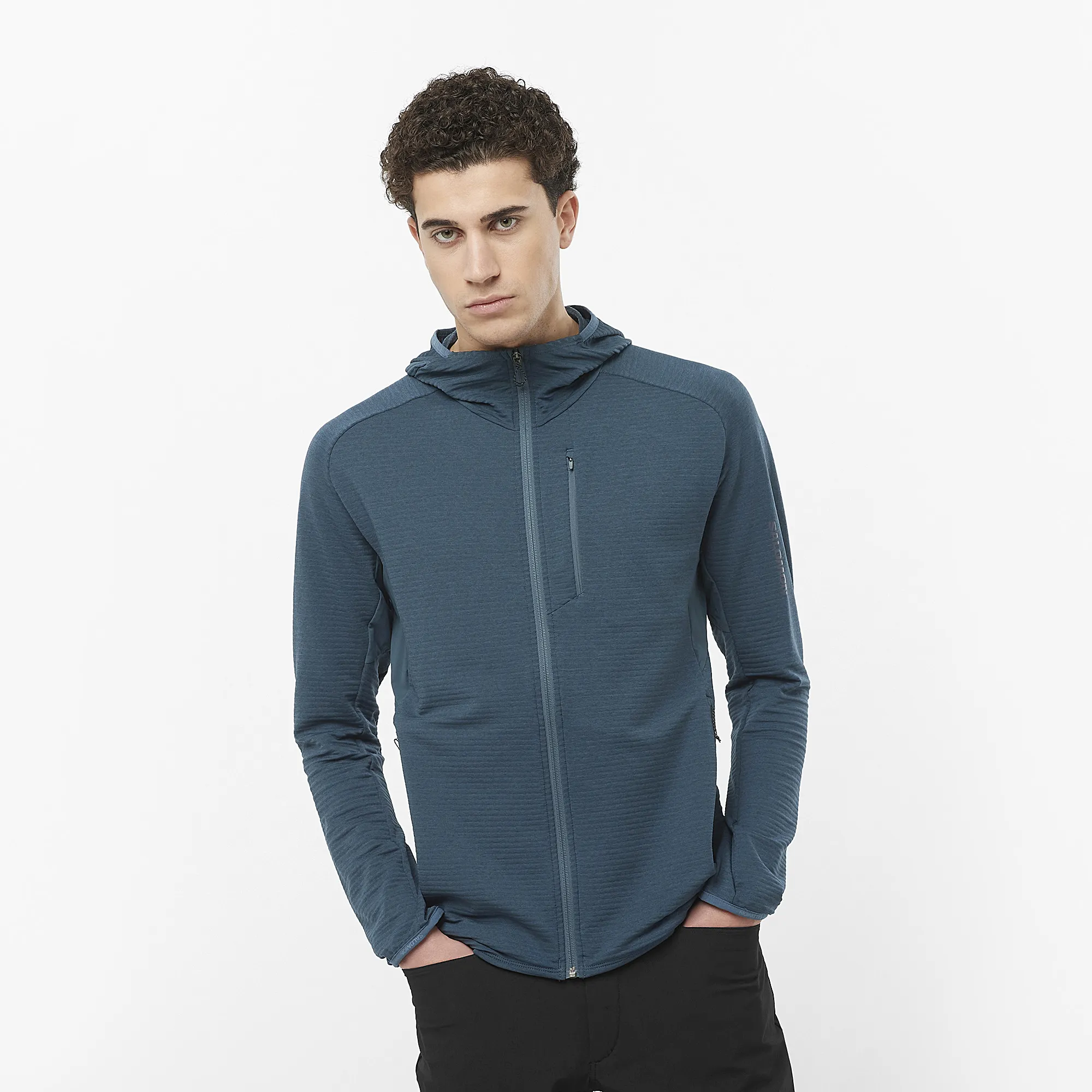 Salomon Men's Essential Lightwarm Hoodie Midnight Navy | Buy Salomon Men's Essential Lightwarm Hoodie Midnight Navy he