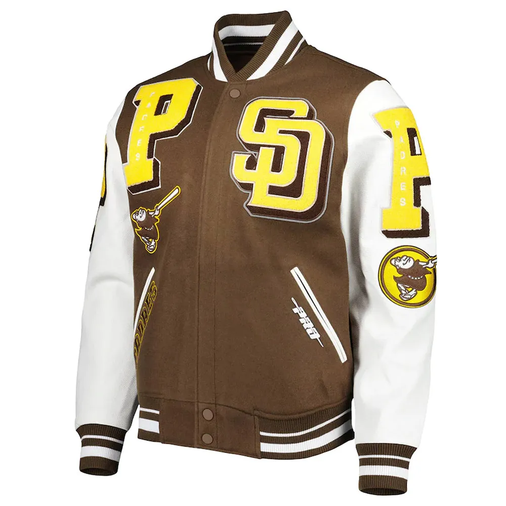 San Diego Padres Mashup Brown and White Varsity Jacket