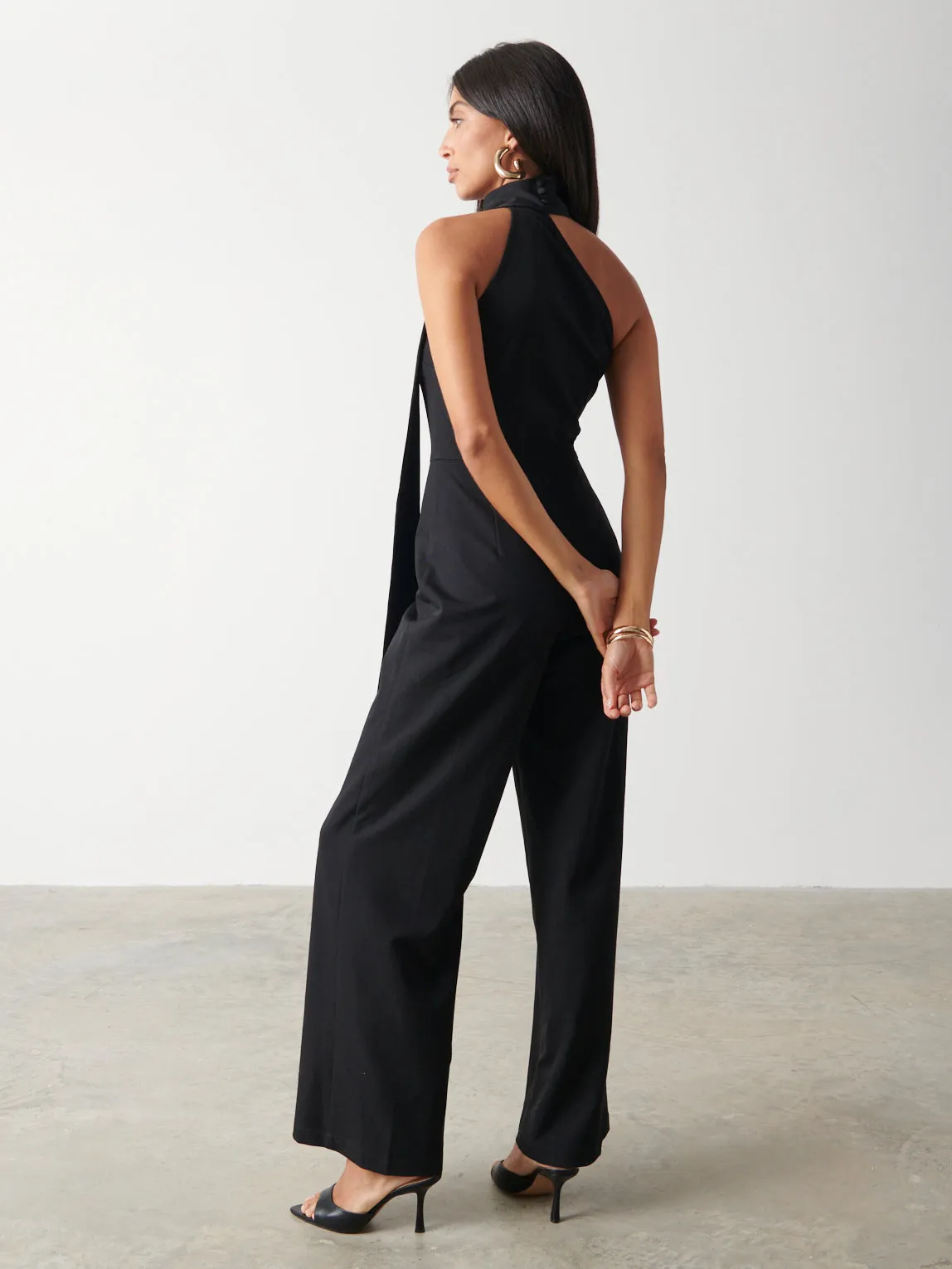 Sapphire Scarf Jumpsuit - Black