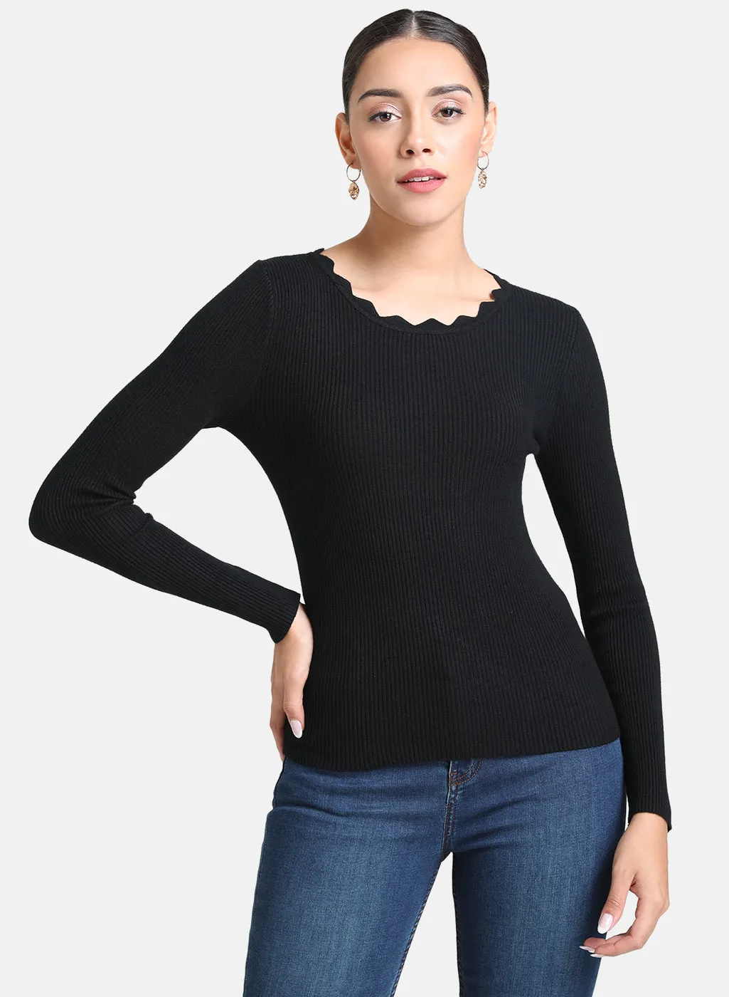 Scallop Neck Pullover