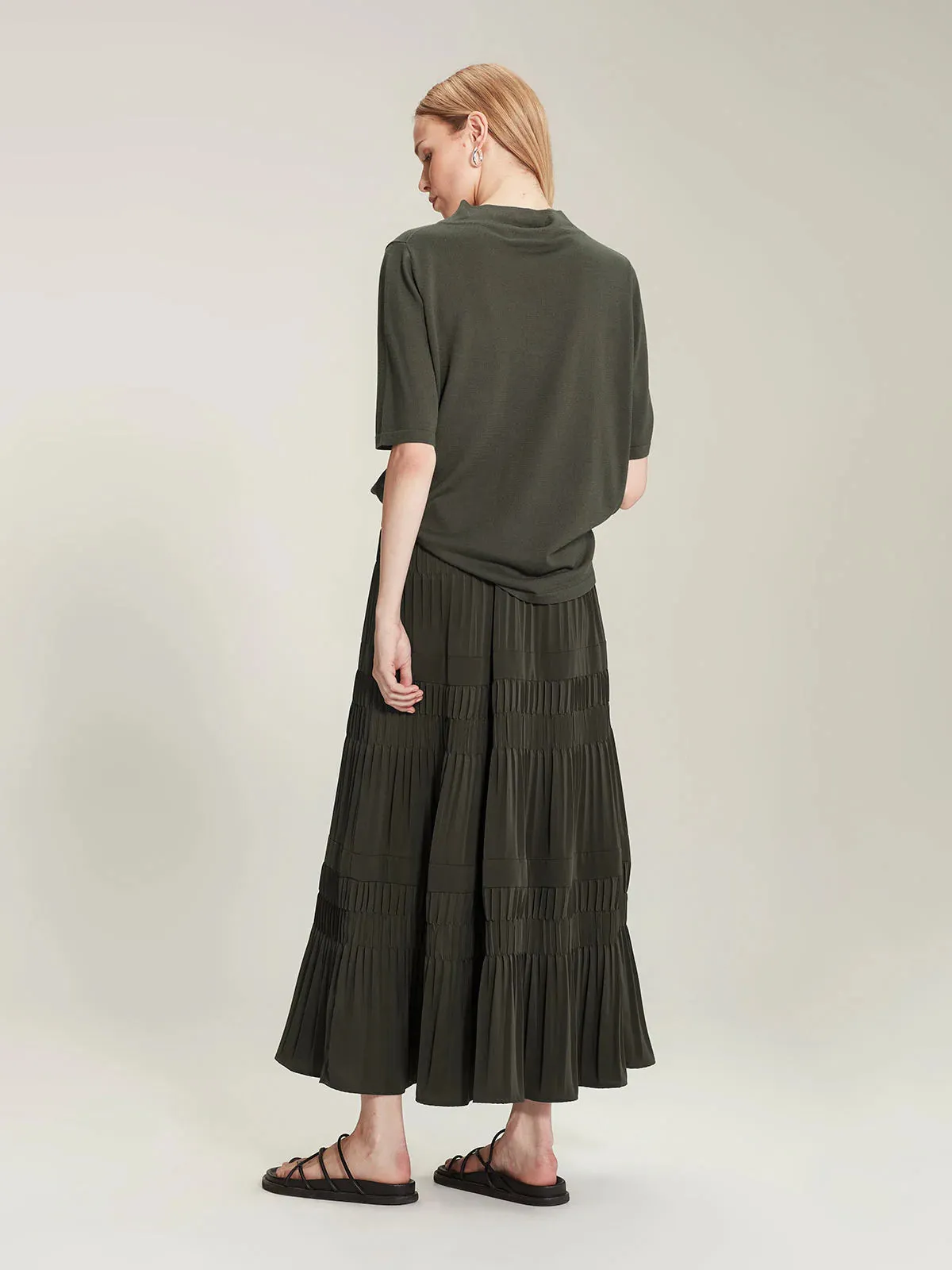 SILLS ALMA PLEAT SKIRT - KHAKI