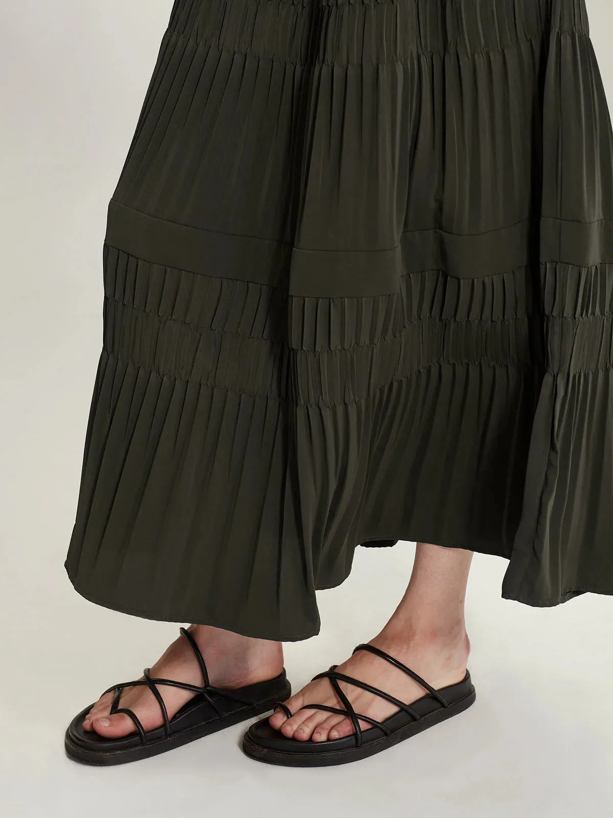 SILLS ALMA PLEAT SKIRT - KHAKI