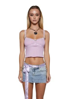 Spring Chicky Pointelle Cami Tank - Purple-