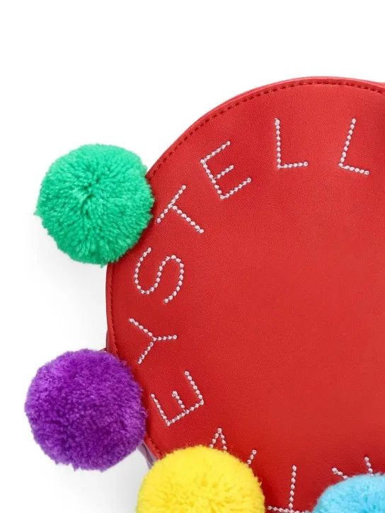 Stella McCartney Kids   Printed faux leather bag w/pompoms 