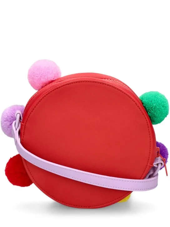 Stella McCartney Kids   Printed faux leather bag w/pompoms 