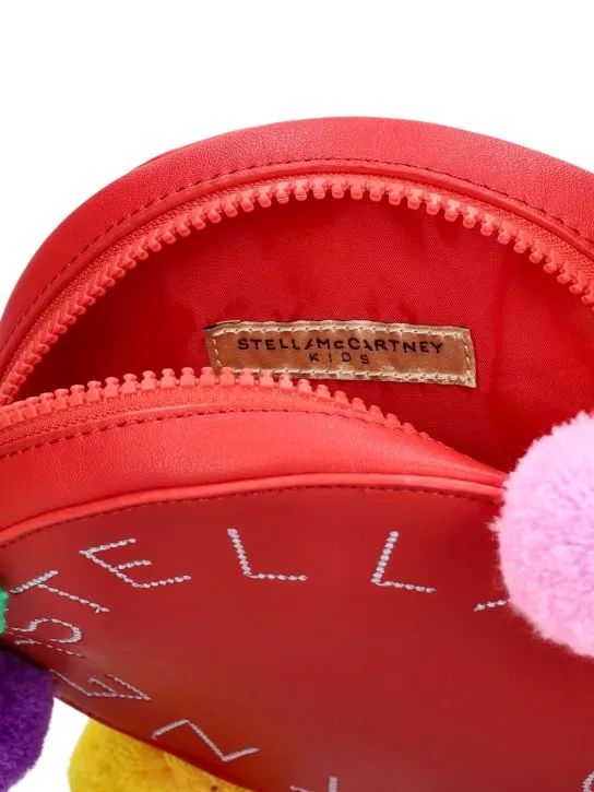 Stella McCartney Kids   Printed faux leather bag w/pompoms 