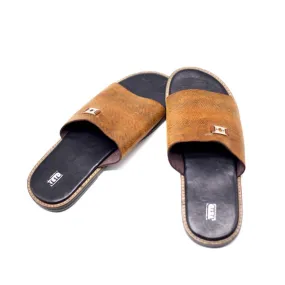 Tafari Men’s Leather Snakeskin Style Slide Sandals - African Clothing Store | JT Aphrique