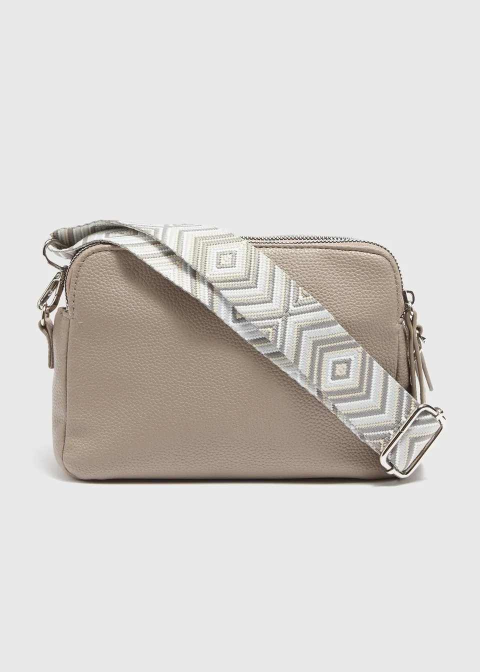 Taupe Compartment Cross Body Bag