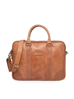 Teakwood Genuine Leather Laptop Bag - Tan