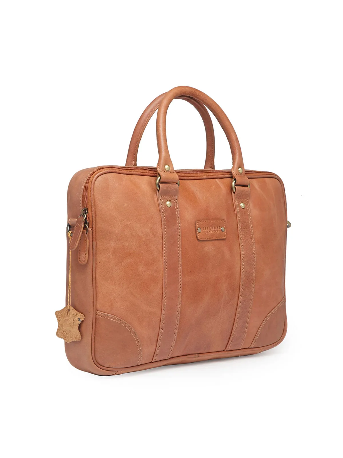 Teakwood Genuine Leather Laptop Bag - Tan