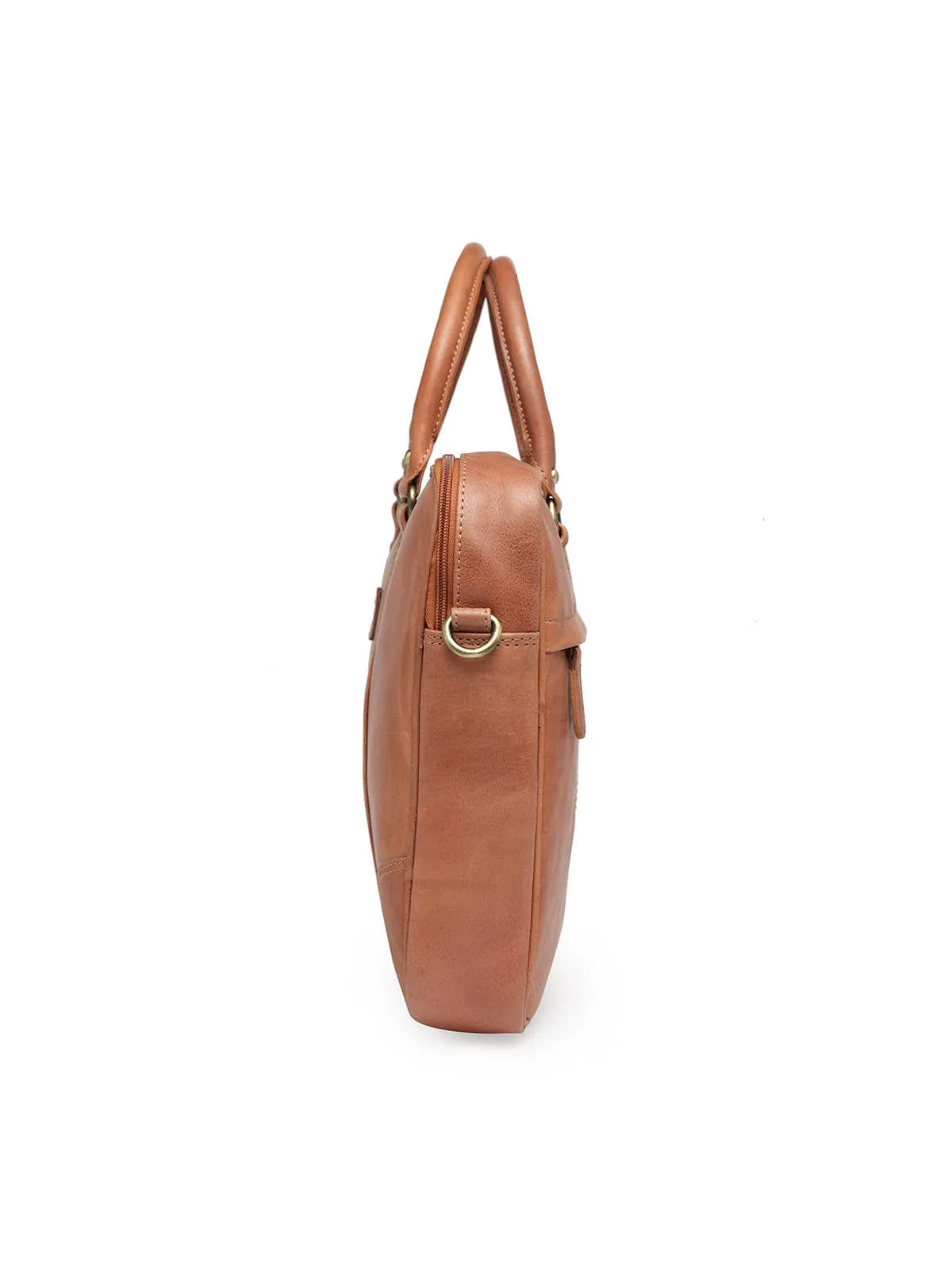 Teakwood Genuine Leather Laptop Bag - Tan