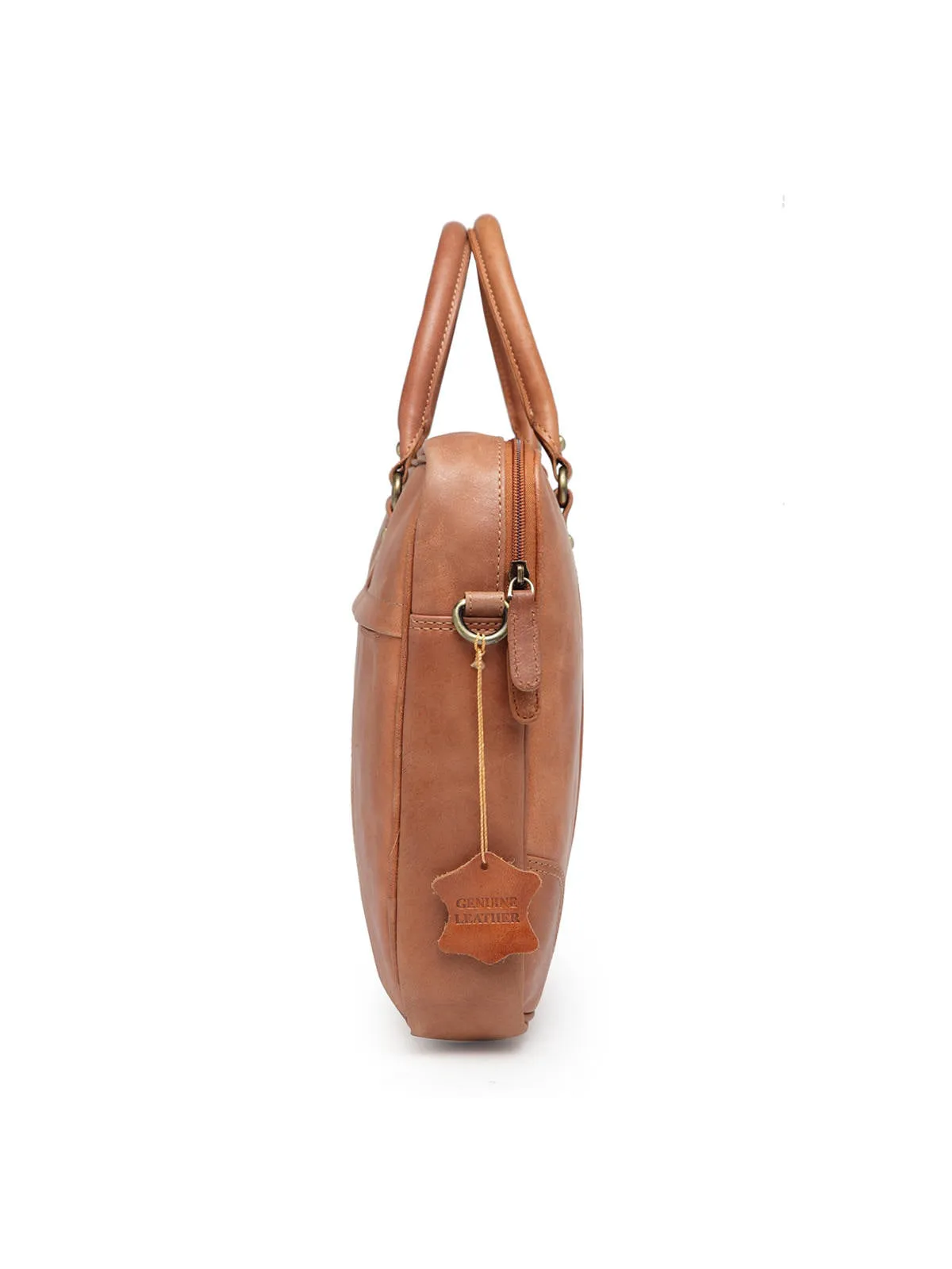 Teakwood Genuine Leather Laptop Bag - Tan