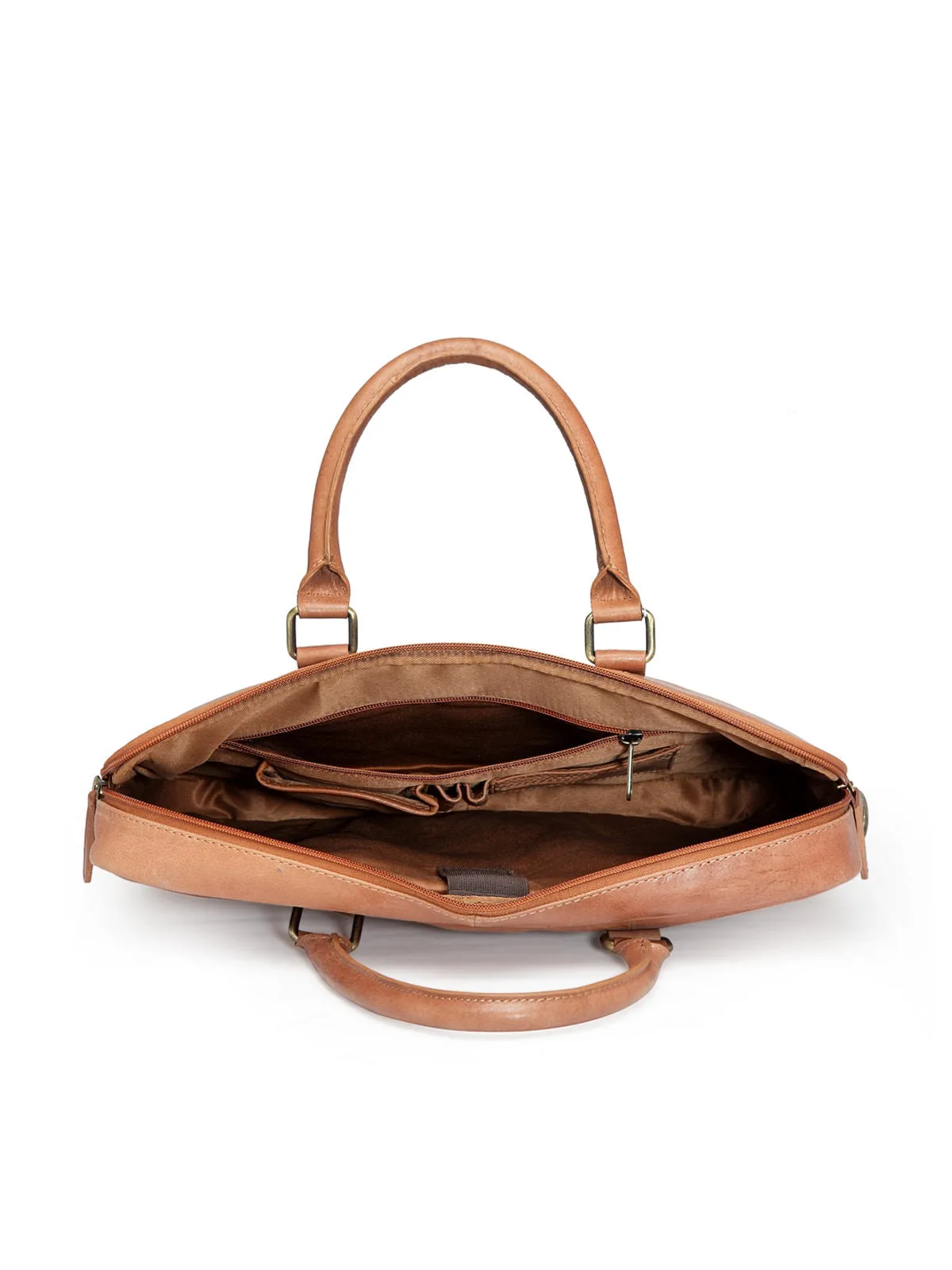 Teakwood Genuine Leather Laptop Bag - Tan