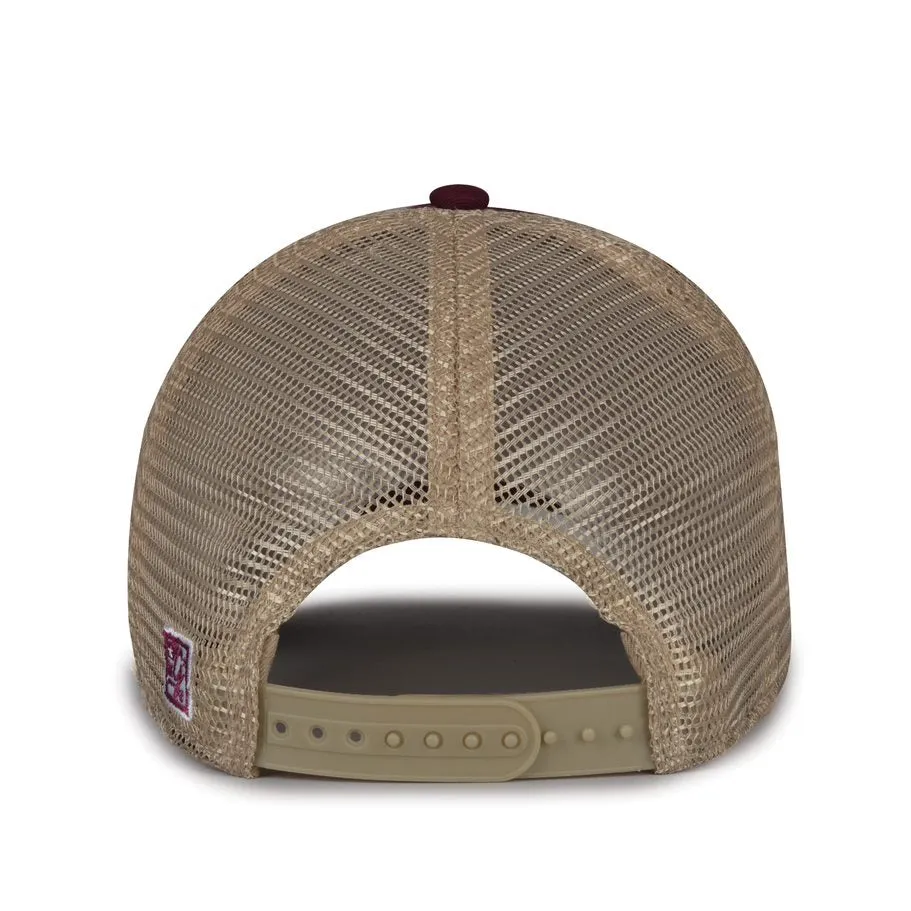 The Game Cap - Maroon/Tan Mesh Bar Cap ATM