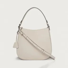 The White Company Saffiano Leather Hobo Bag, Almond, Size: One Size