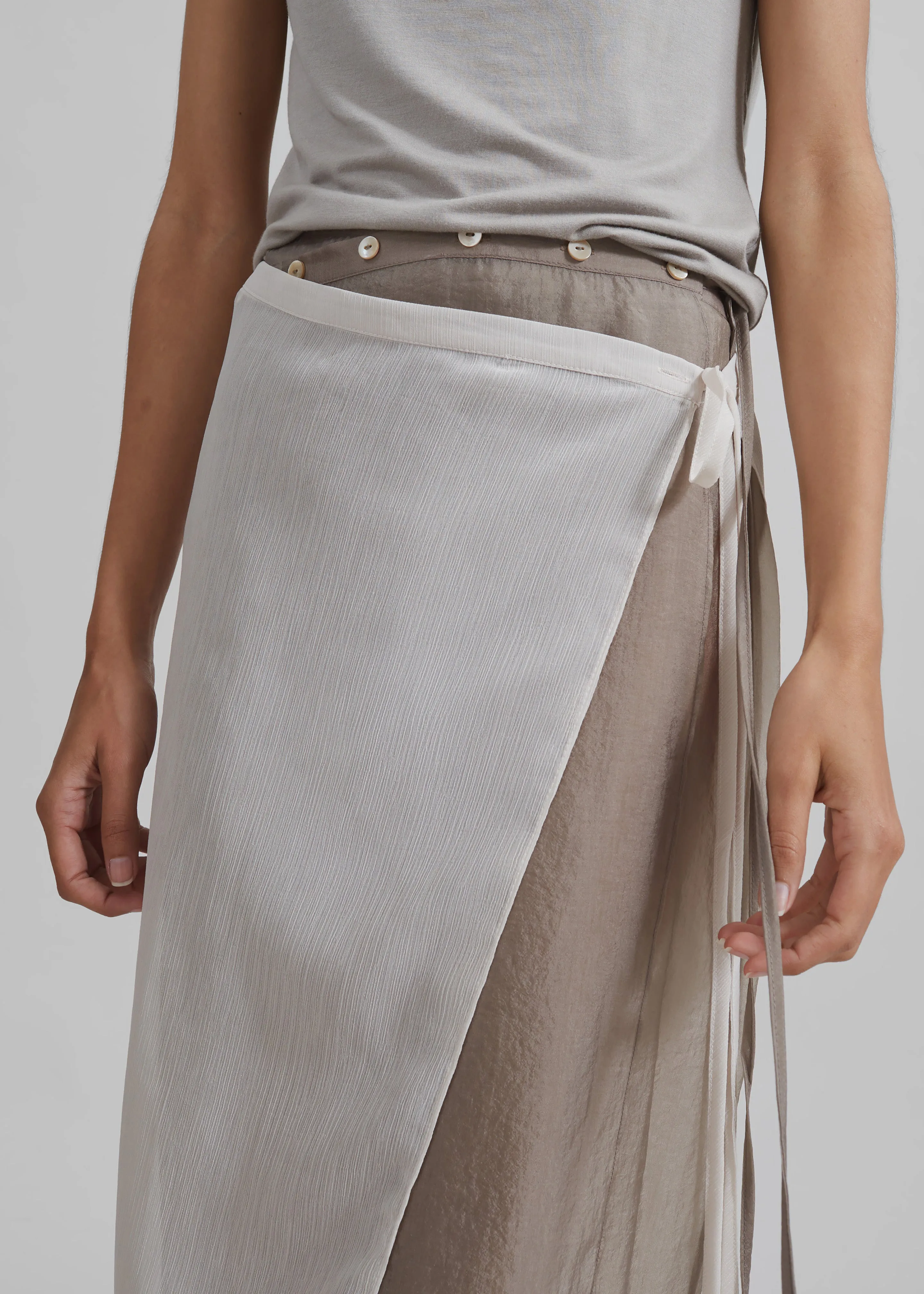 Tia Sheer Layered Skirt - Beige