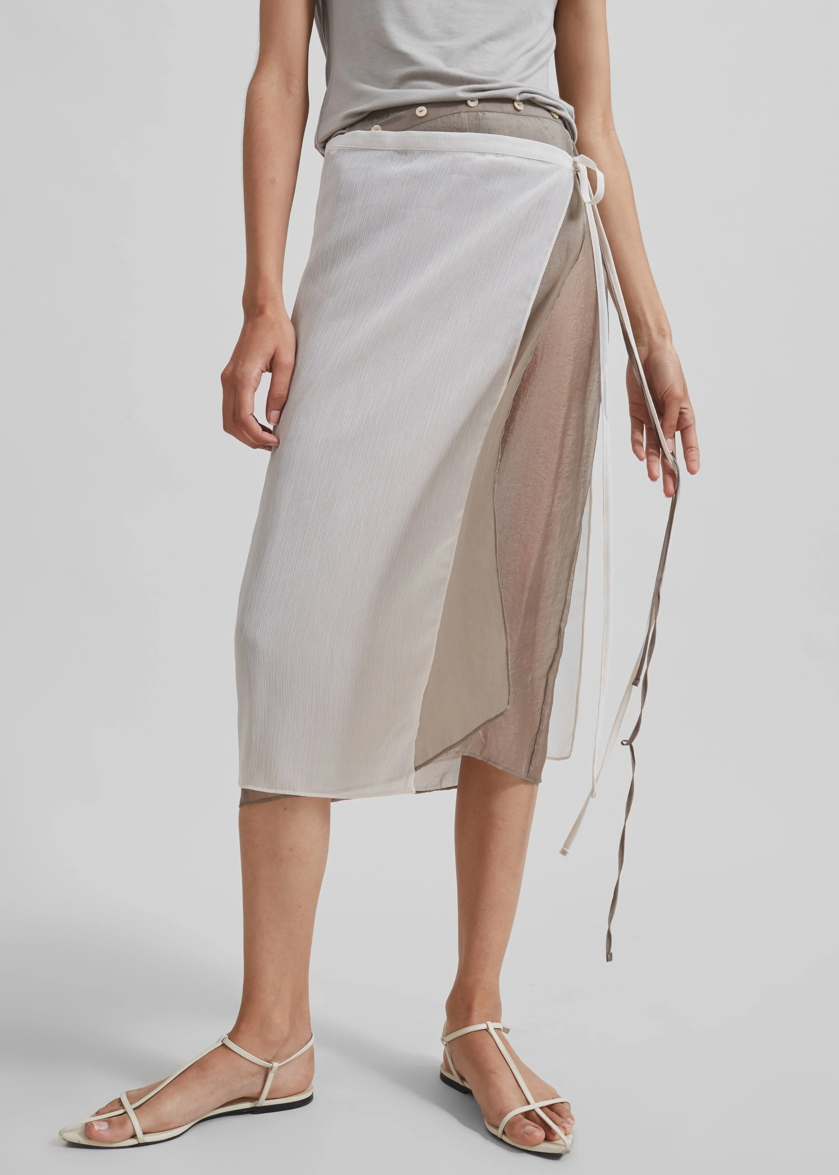 Tia Sheer Layered Skirt - Beige