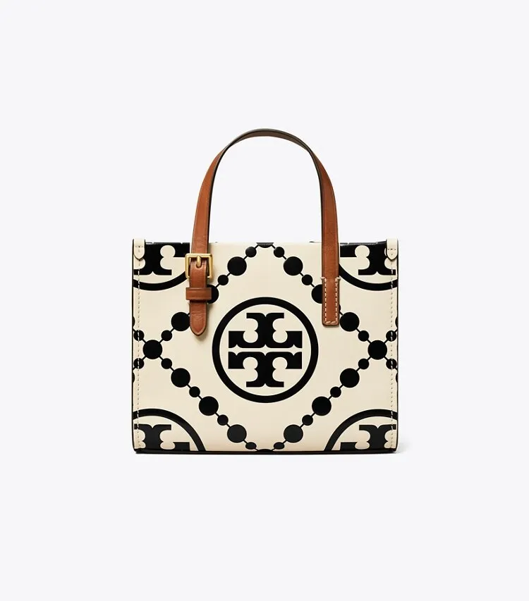 Tory Burch T Monogram Contrast Embossed Square Tote (Mini)