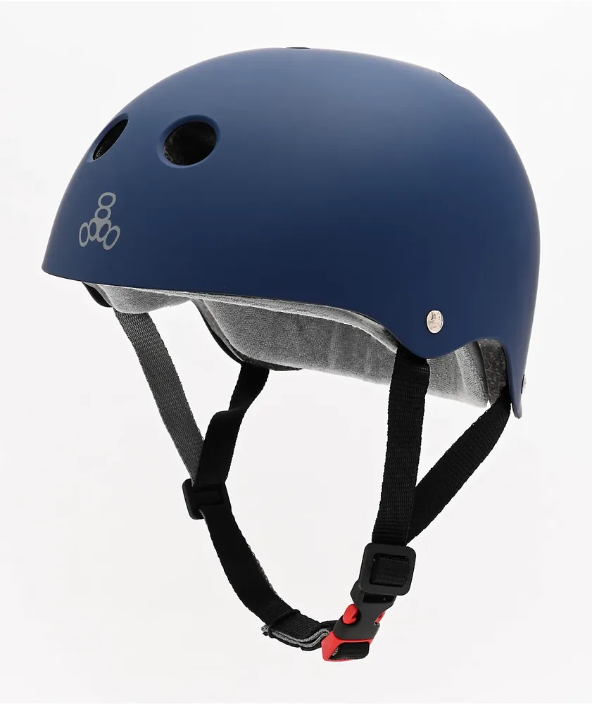 Triple Eight Certified Sweatsaver Navy Rubber Skateboard Helmet