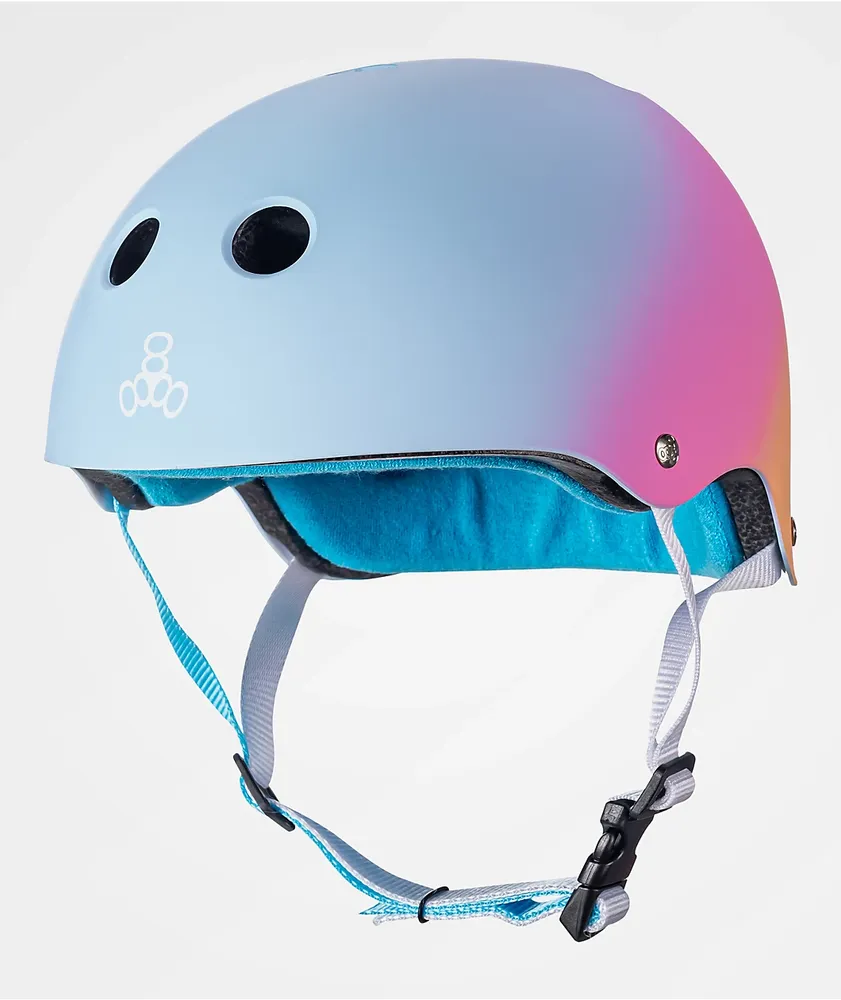 Triple Eight Certified Sweatsaver Sunset Pink & Blue Skateboard Helmet