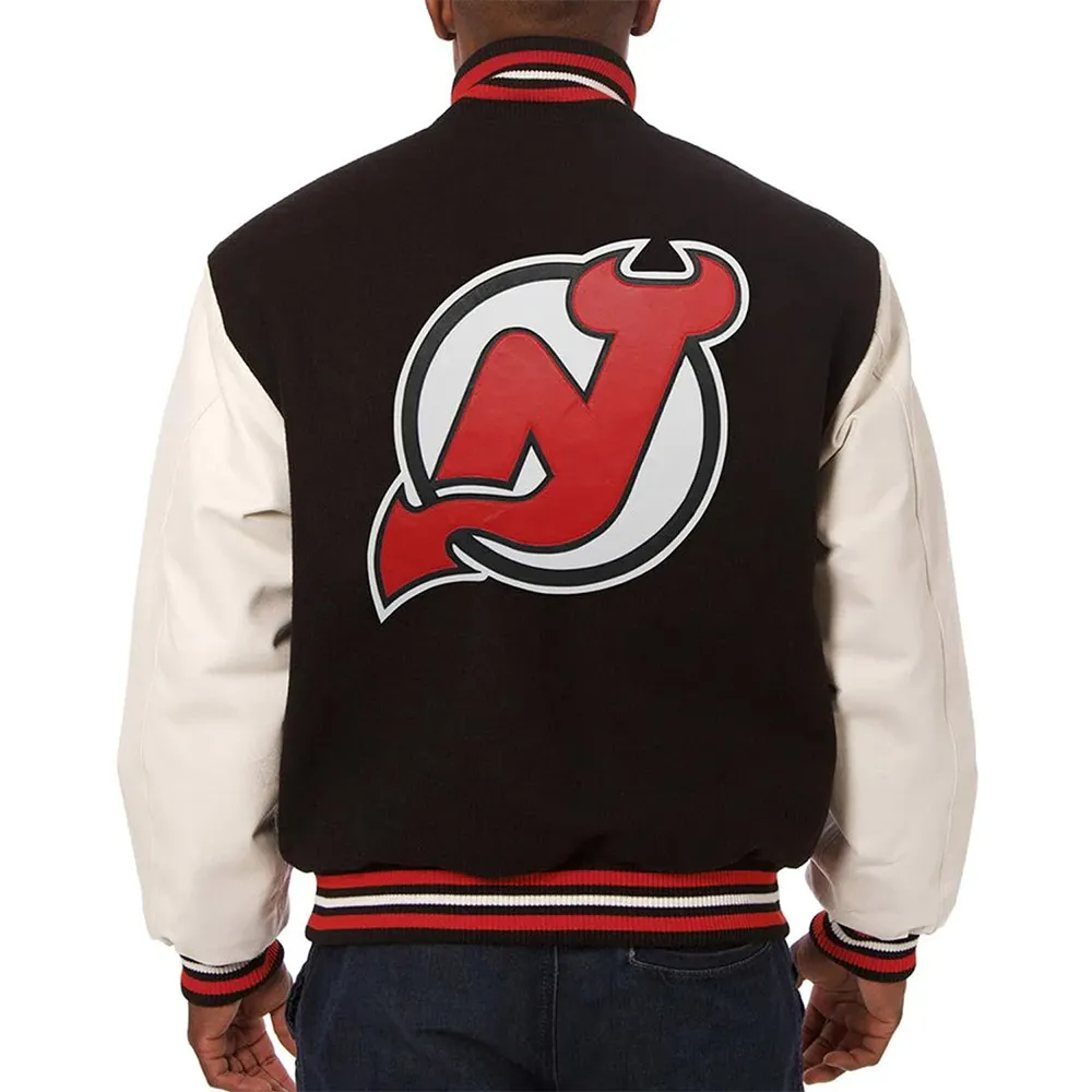 Varsity New Jersey Devils Black and White Two-Tone Jacket