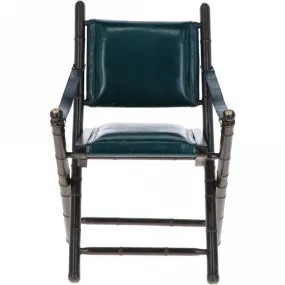 Vintage Folding Leather Chair Green: VIN-39