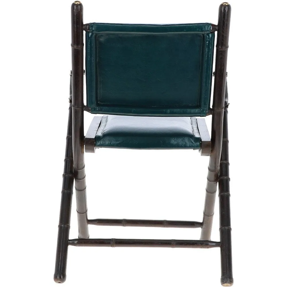 Vintage Folding Leather Chair Green: VIN-39