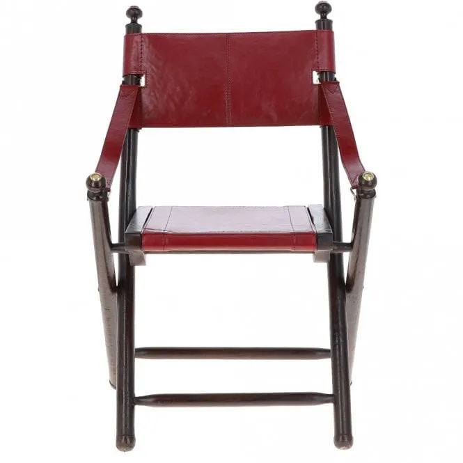 Vintage Folding Leather Chair Red: VIN-37