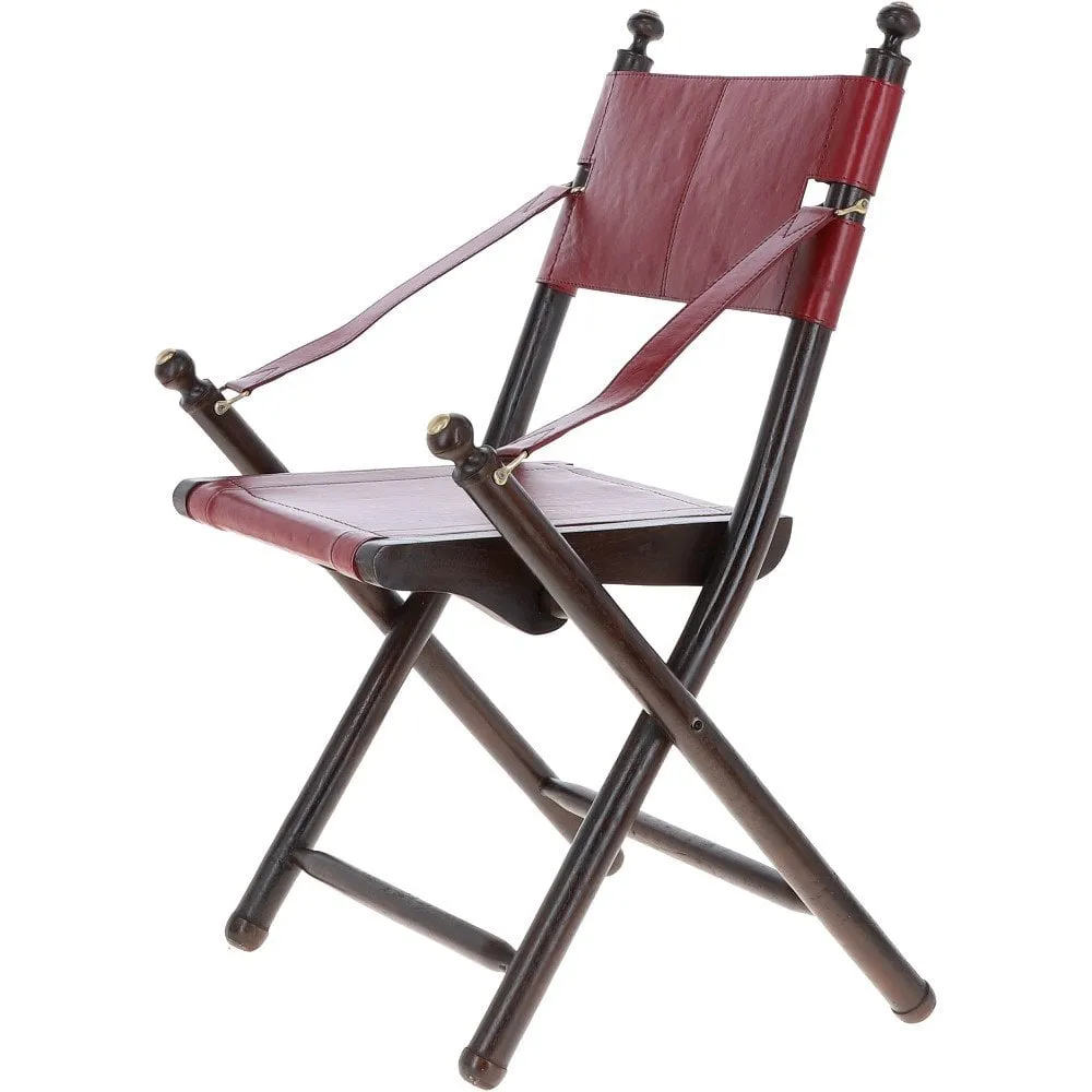 Vintage Folding Leather Chair Red: VIN-37