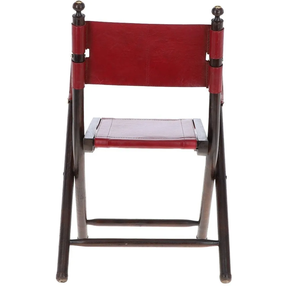 Vintage Folding Leather Chair Red: VIN-37