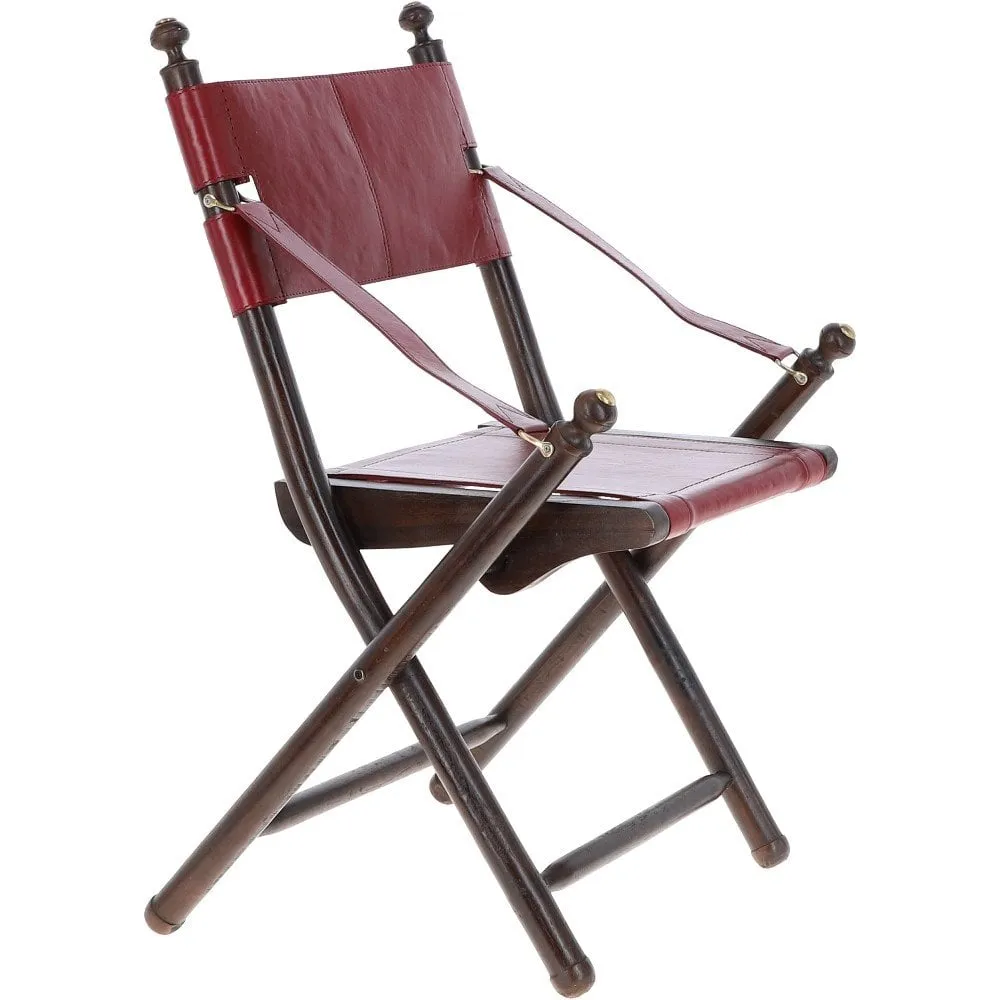 Vintage Folding Leather Chair Red: VIN-37