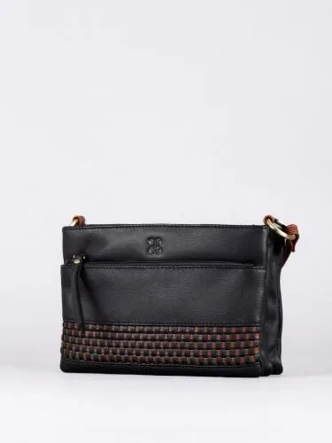 Waverton Duo Leather Cross Body Bag in Black