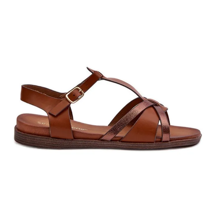 Women's Flat Sandals Made of Eco Leather Sergio Leone SK071H Brown